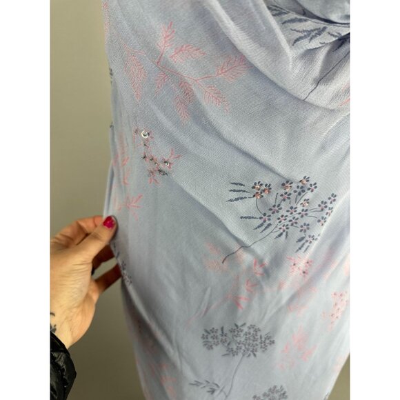 Vtg 90s April Cornell Trading Lavender Purple Slinky Mesh Floral Cowl Neck Dress - Picture 4 of 7